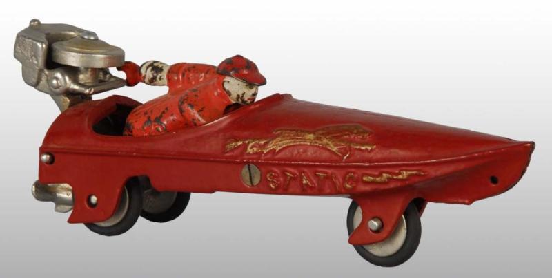 Appraisal: Cast Iron Hubley Static Racer Toy Description Replaced motor Repainted