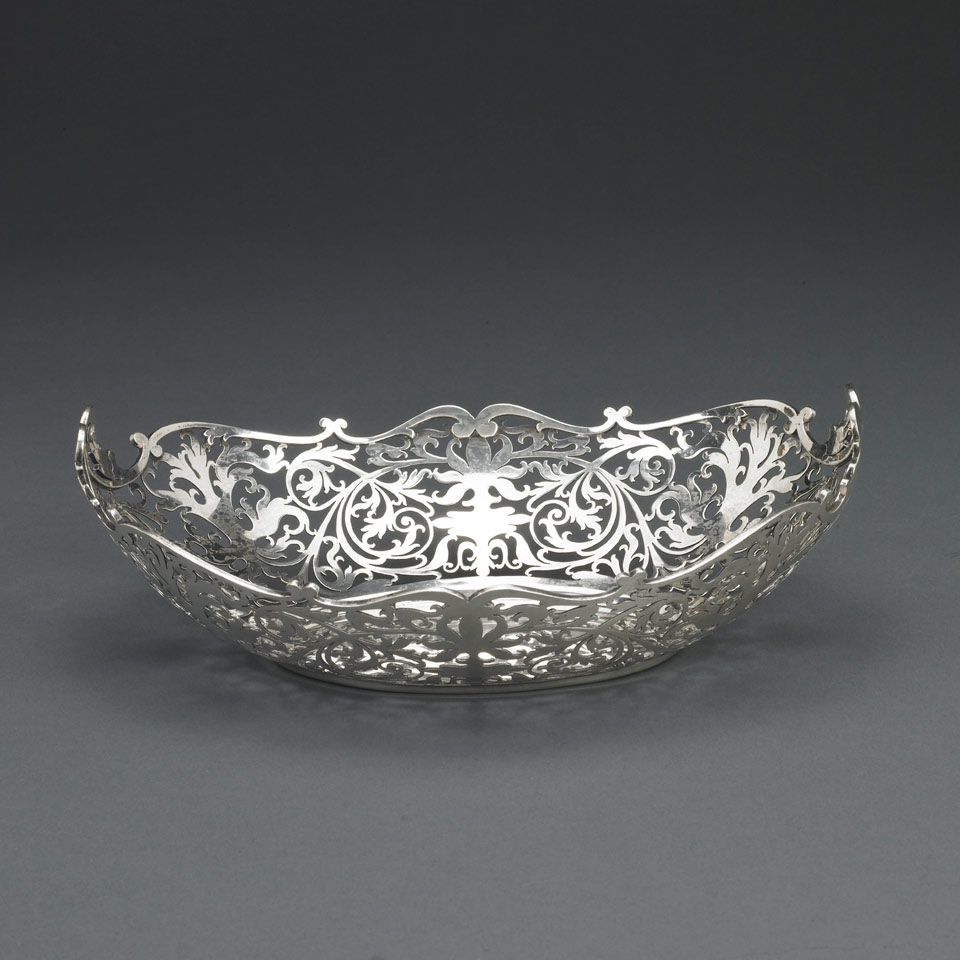 Appraisal: English Silver Pierced Oval Basket Cooper Bros Sons Sheffield in