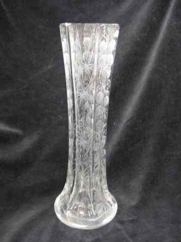 Appraisal: Libbey Cut Glass Vase clover design '' chips