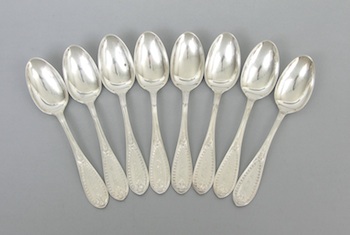 Appraisal: Eight Sterling Silver Soup Spoons by George W Shiebler Co