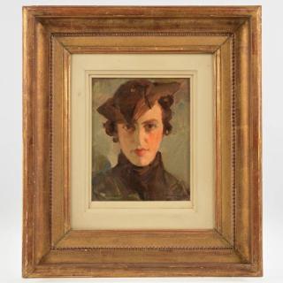 Appraisal: Fritz Werner Portrait of Andree Wildenstein oil on board signed