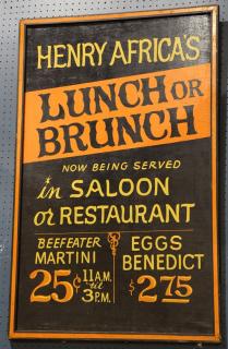 Appraisal: Henry Africa's Saloon' original wooden sign The original Fern Bar