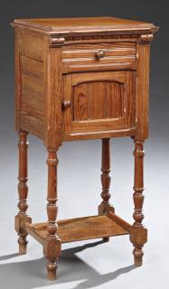 Appraisal: Henri II Style Pitch Pine Nightstand c the stepped top