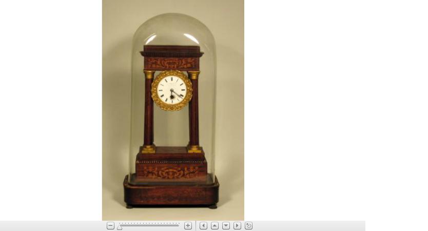 Appraisal: French rosewood and marquetry portico clock and dome th century