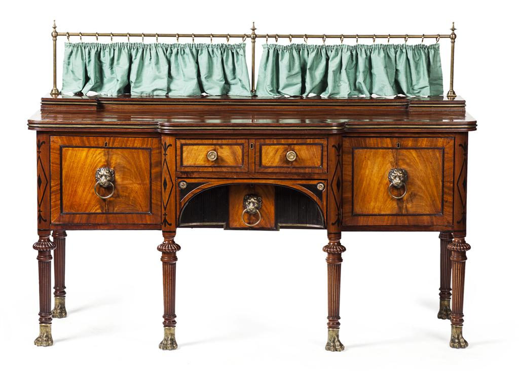 Appraisal: GOOD REGENCY MAHOGANY EBONY AND BRASS MOUNTED SIDEBOARD CIRCA the