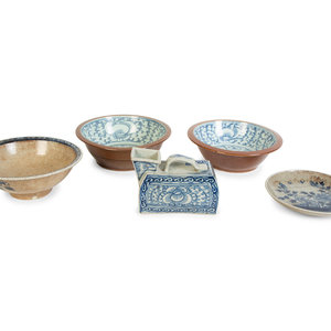 Appraisal: Three Chinese Porcelain Bowls a Plate and a Water Carrier