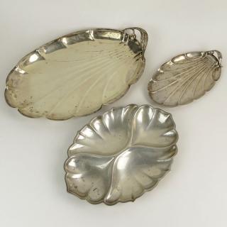 Appraisal: Collection of Three Sterling Silver Leaf Shaped Serving Trays Collection