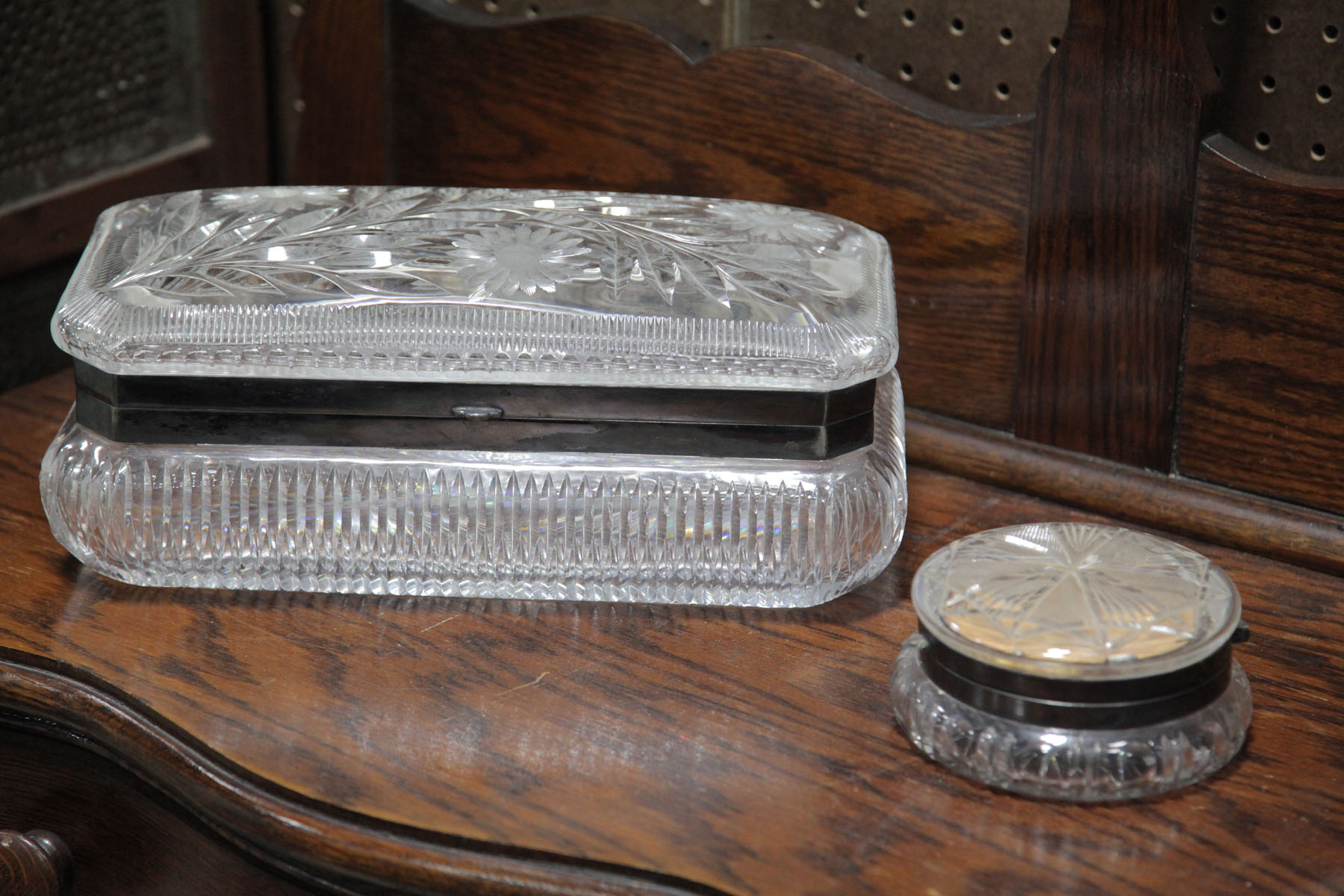 Appraisal: TWO CUT GLASS BOXES American late th early th century