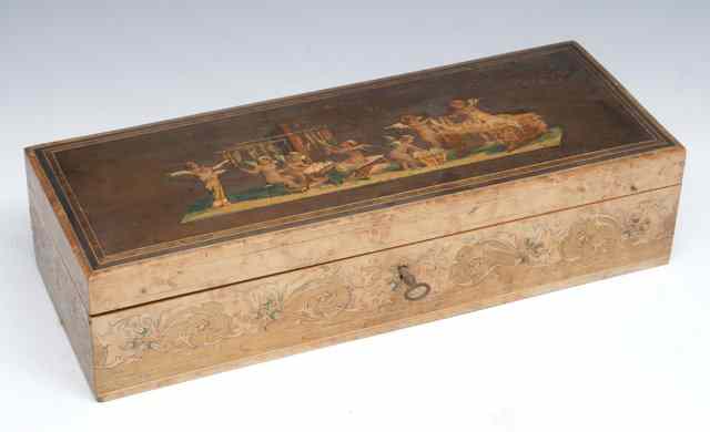 Appraisal: A TH CENTURY SORRENTO WARE OLIVE WOOD INLAID BOX the