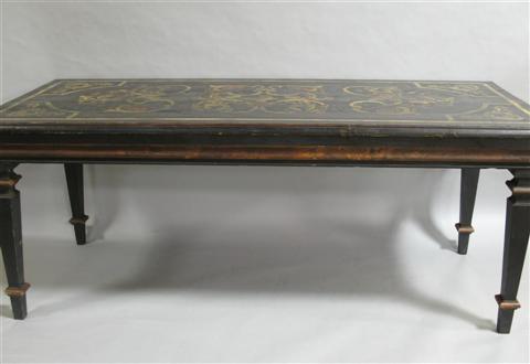 Appraisal: CLASSICAL STYLE PAINTED REFECTORY TABLE The rectangular top with black