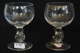 Appraisal: TWO CRYSTAL GOBLETS SILVER ENTWINED STEMS