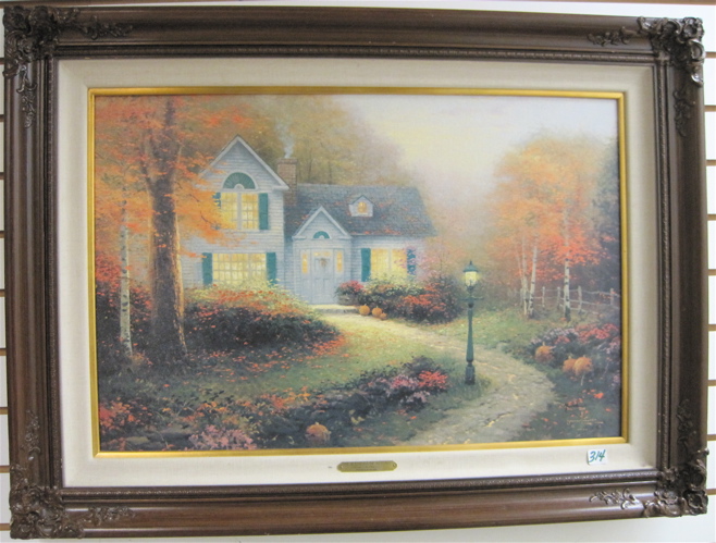 Appraisal: THOMAS KINKADE HAND CRAFTED COLOR PRINT ON CANVAS American th