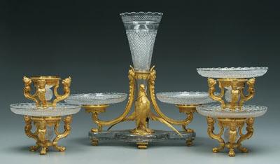 Appraisal: Baccarat and bronze dor centerpiece central tapered vase flanked by