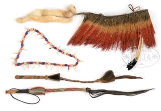 Appraisal: PLAINS STYLE TRADE BEAD NECKLACE PLAINS STYLE ROACH HEADDRESS AND