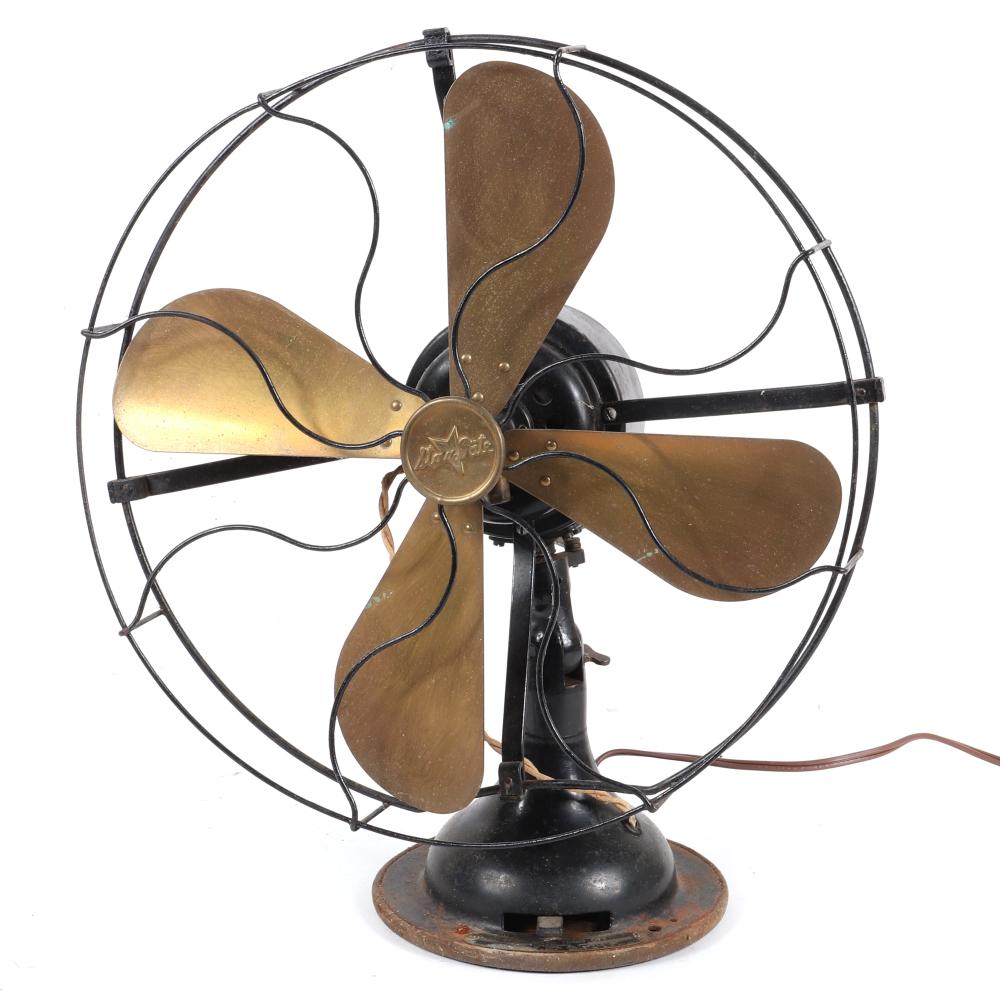 Appraisal: FITZGERALD STAR RITE ANTIQUE BRASS BLADE OSCILLATING FAN CA S