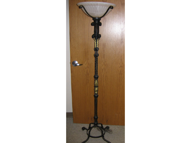 Appraisal: ART DECO STYLE TORCHERE the black wrought iron standard with