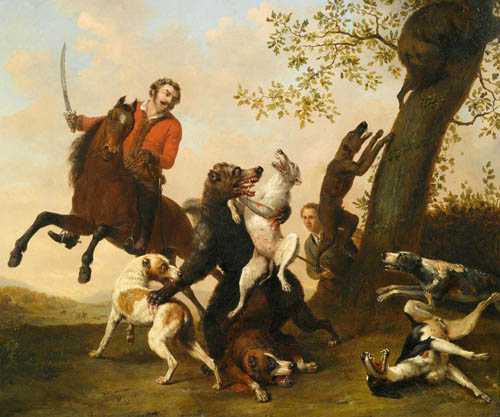 Appraisal: POTTER PAULUS Enkhuizen - Amsterdam after Bear hunt Oil on