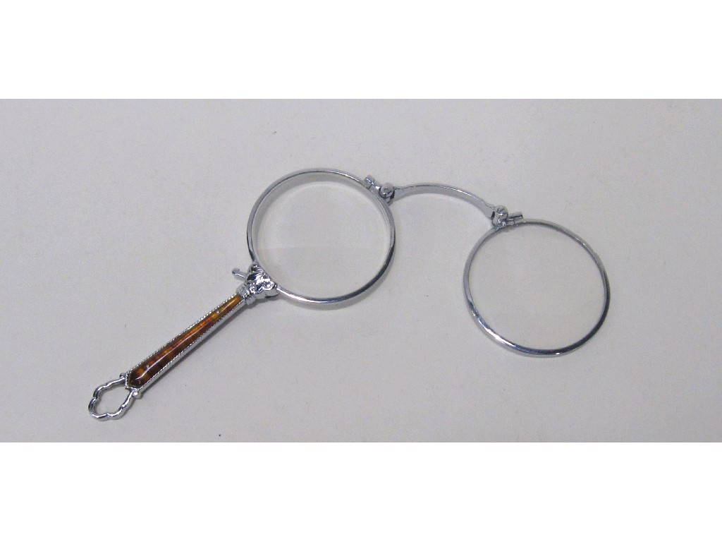 Appraisal: White metal and amber mounted lorgnette