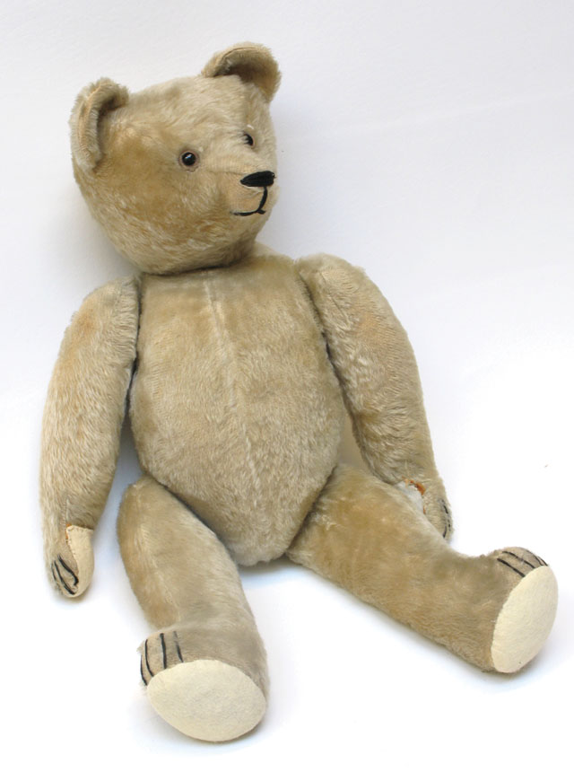 Appraisal: STEIFF BEIGE MOHAIR TEDDY BEAR with glass eyes black floss