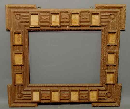 Appraisal: Large ornately carved Tramp Art frame x