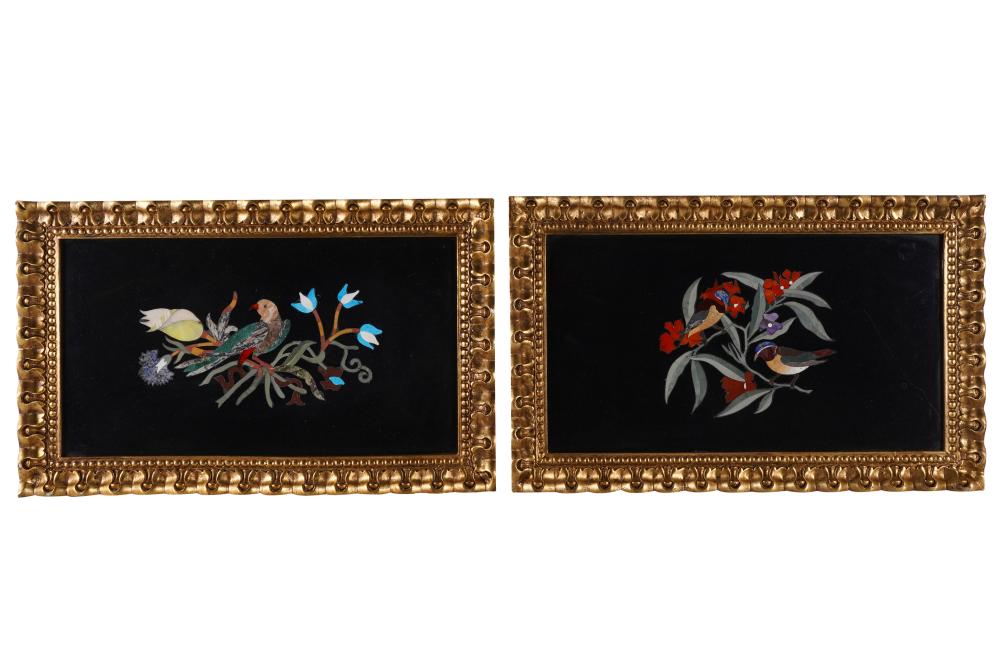 Appraisal: SET OF FOUR PIETRA DURA PLAQUESeach within a gilt frame