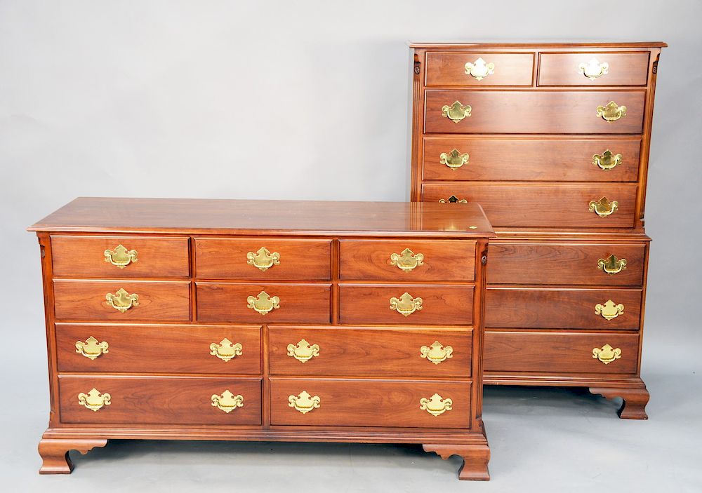 Appraisal: Two piece Statton cherry chests to include cheston chest and