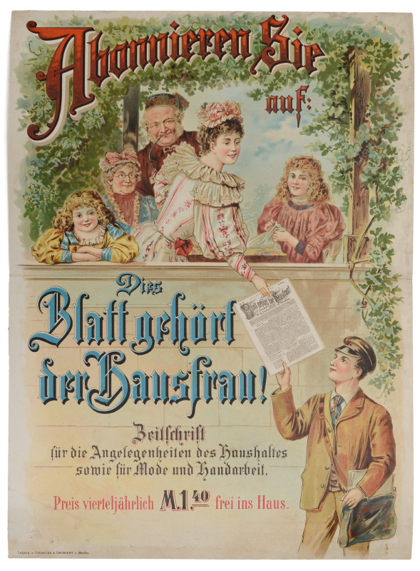 Appraisal: GERMAN BLATT GERHORT DER HAUSFRAU ADVERTISING POSTER Late th Early