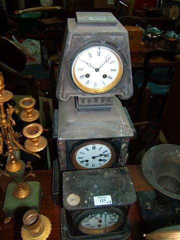 Appraisal: A th Century French slate mantel clock with white enamel