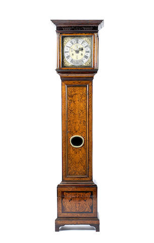 Appraisal: An interesting late th century walnut Dutch-striking month-going longcase clock