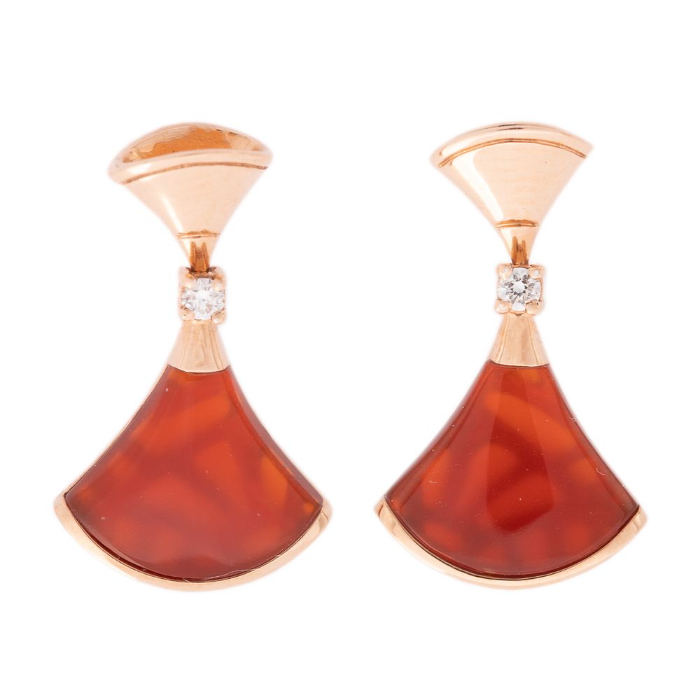 Appraisal: A Bulgari Carnelian Divas Dream Earrings in K K rose