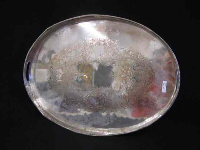 Appraisal: Sheffield Silverplate Gallery Tray oval '' x '' engraved floral