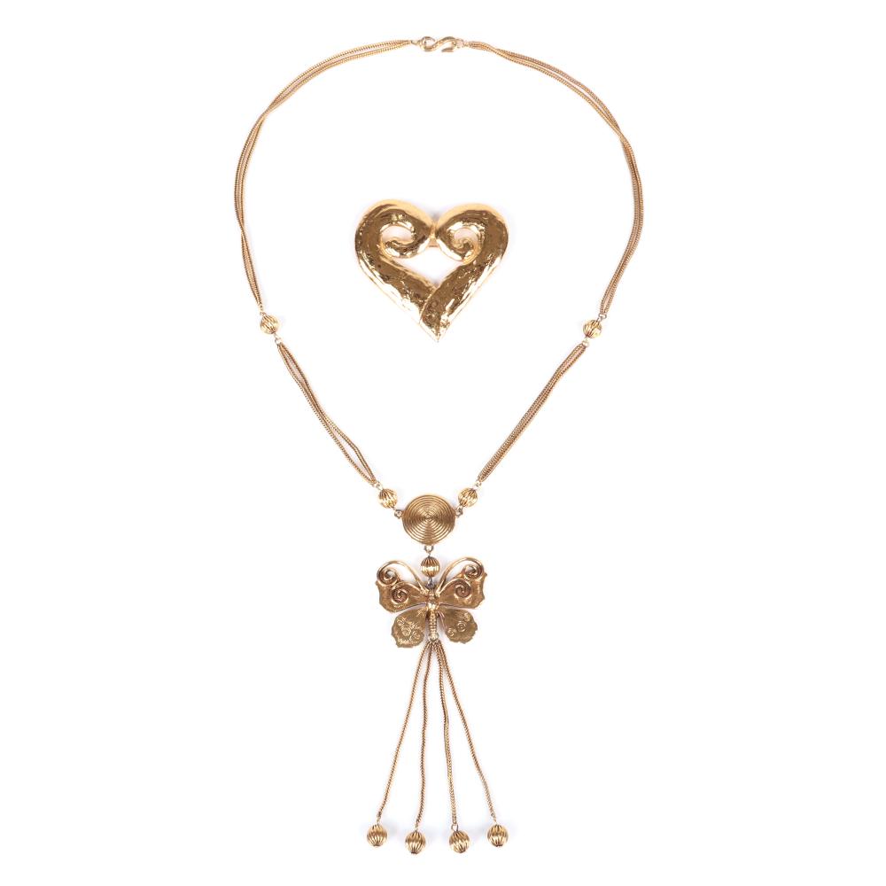 Appraisal: YVES SAINT LAURENT YSL MADE IN FRANCE GOLD TONE HEART