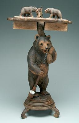 Appraisal: Black Forest smoking stand full figure standing bear holding pipe