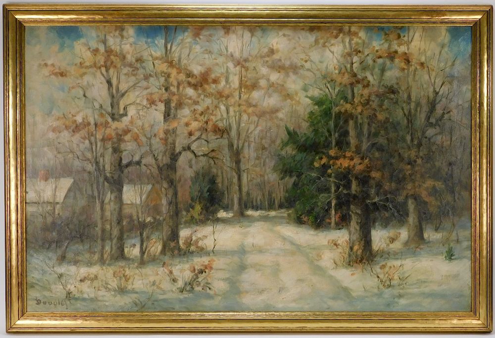 Appraisal: Arthur Douglas Early Winter Landscape Painting Rhode Island - Arthur