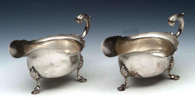 Appraisal: A PAIR OF LATE VICTORIAN SILVER SAUCE BOATS with wavy