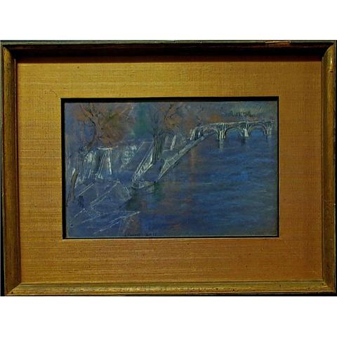 Appraisal: JOSEPH FRANCIS PLASKETT CANADIAN - CANAL SCENE WITH BRIDGE PASTEL