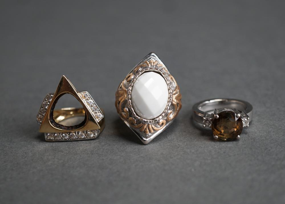 Appraisal: THREE -KARAT GOLD AND GEM SET RINGS GROSS DWT SIZES