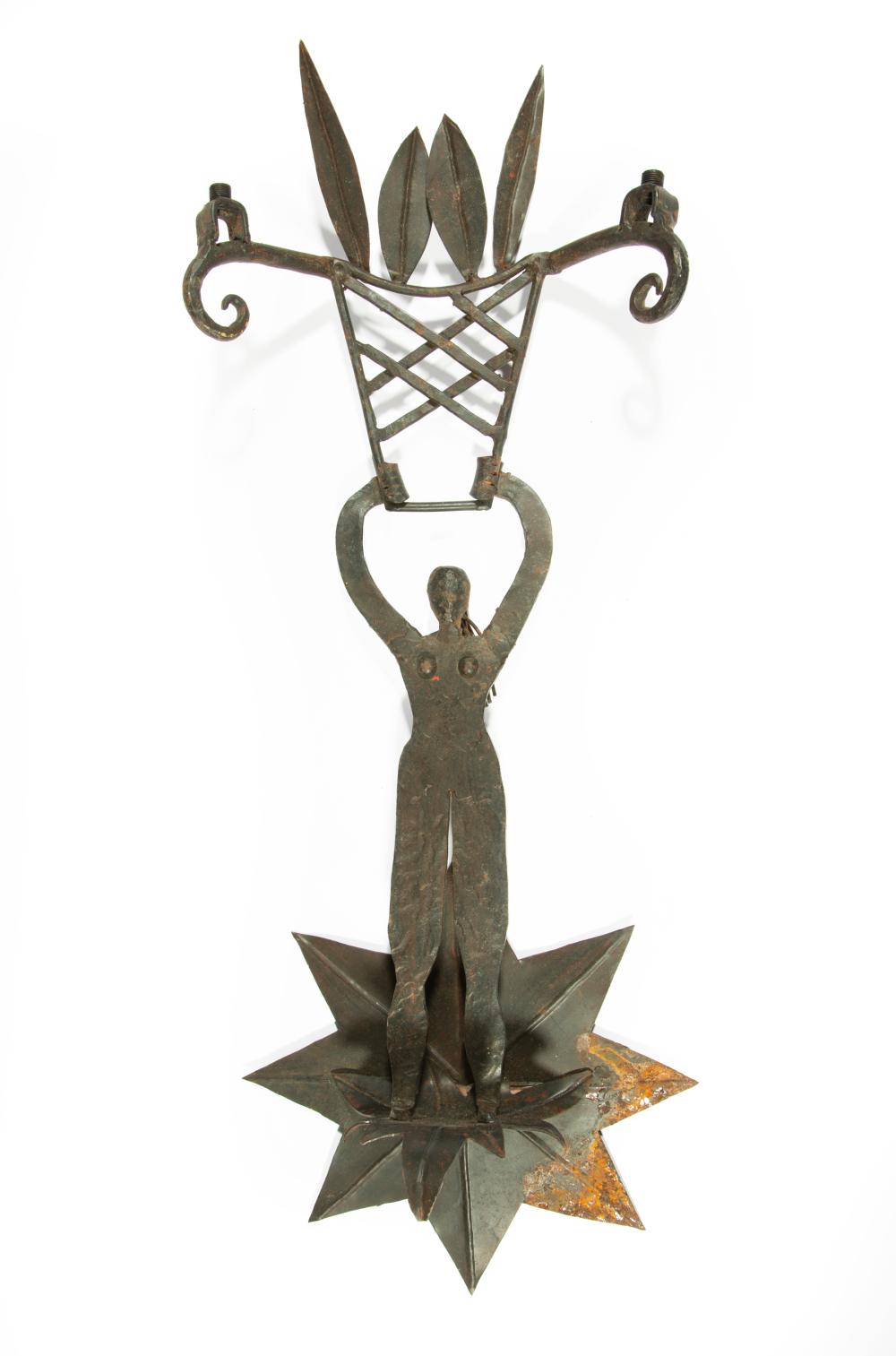 Appraisal: Mario Villa Nicaraguan New Orleans - Iron Figural Wall Sconce