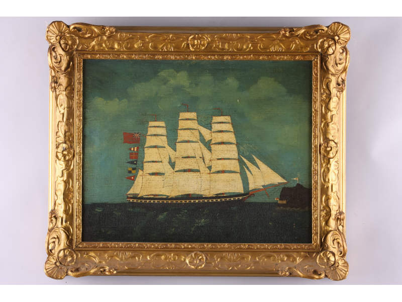 Appraisal: English School Under Full Sail Mid th c oil on