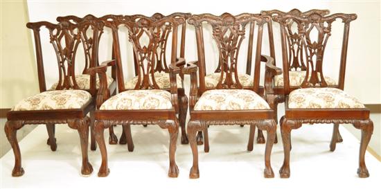 Appraisal: Set of eight th C Chippendale style mahogany dining room