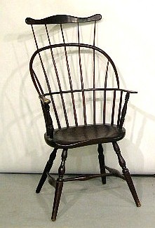 Appraisal: Windsor comb-back armchair late th C shaped crest over seven