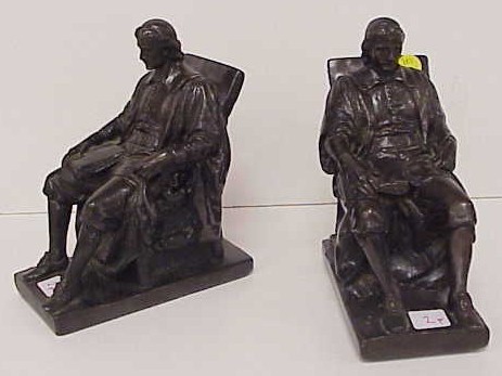 Appraisal: Pair bronze finish bookends marked John Harvard and Marion Bronze