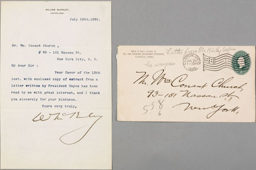 Appraisal: William McKinley typed and signed letter dated July addressed to