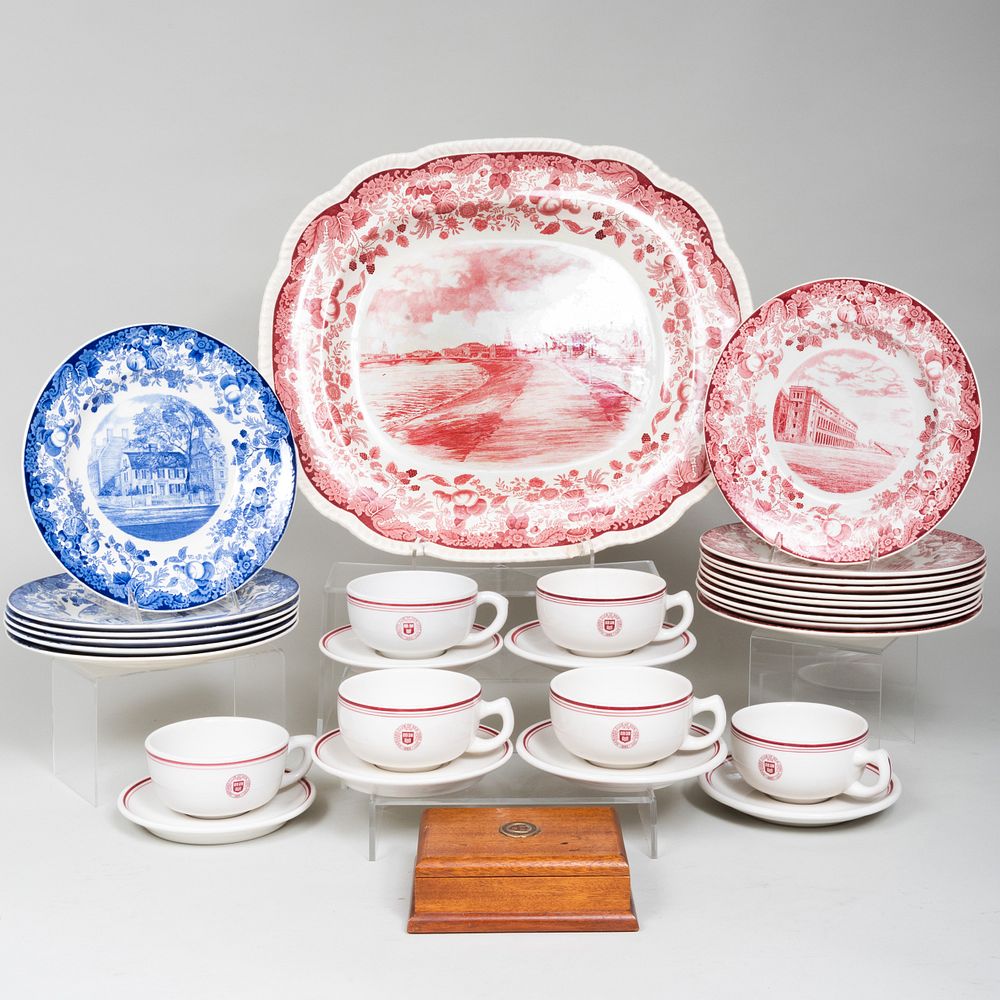 Appraisal: Group of Wedgwood Transferware and Ephemera Related to Harvard The