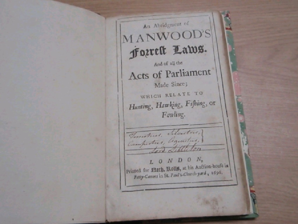 Appraisal: Manwood John An Abridgment of Forest Laws and of the