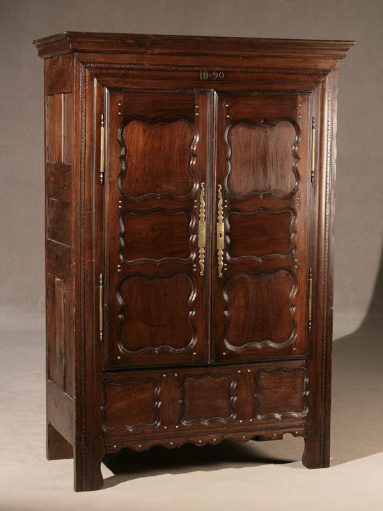 Appraisal: Louis XV Style Brass Mounted Walnut Armoire Composed of th