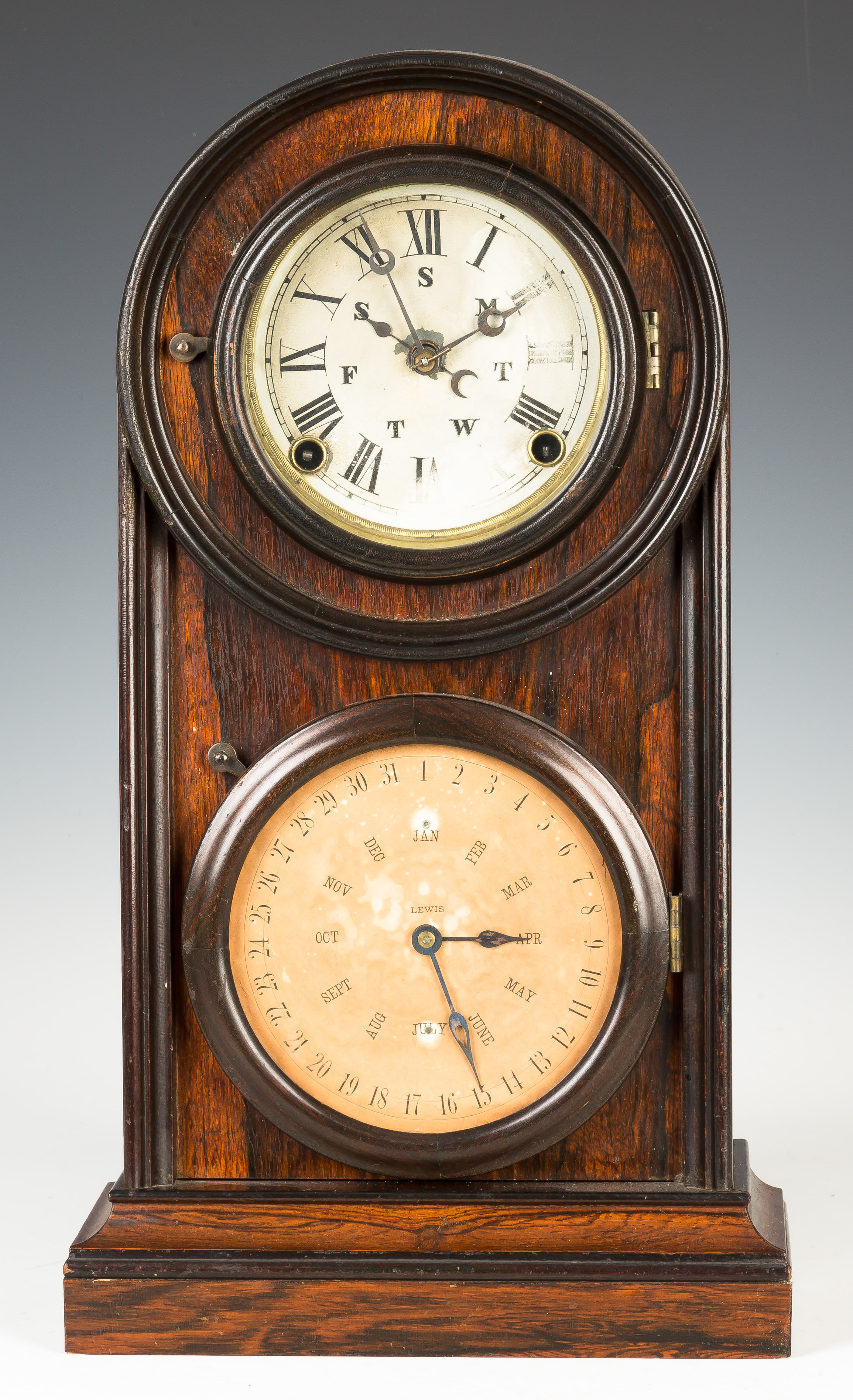 Appraisal: Welch Spring Co Calendar Shelf Clock Rosewood and ebonized case