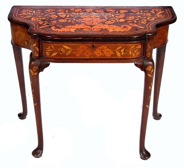 Appraisal: AN ANTIQUE DUTCH WALNUT AND FLORAL MARQUETRY SIDE TABLE with