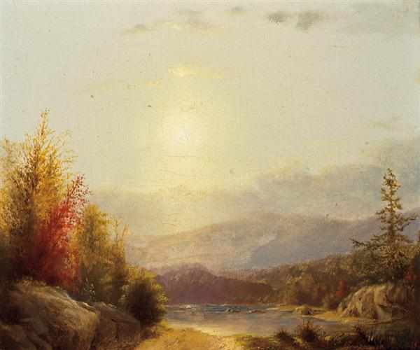 Appraisal: AMERICAN SCHOOL th Century A Pair Sunrise Over the Mountains