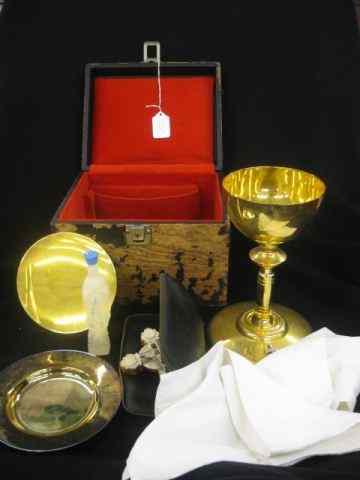 Appraisal: Communion Chalice Host Tray and Crucifix with box